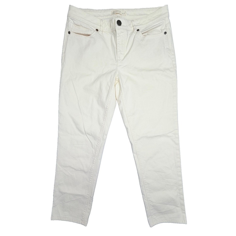 J. Jill Authentic Fit Slim Ankle Jeans Women's Size 6 Ivory Stretch Denim